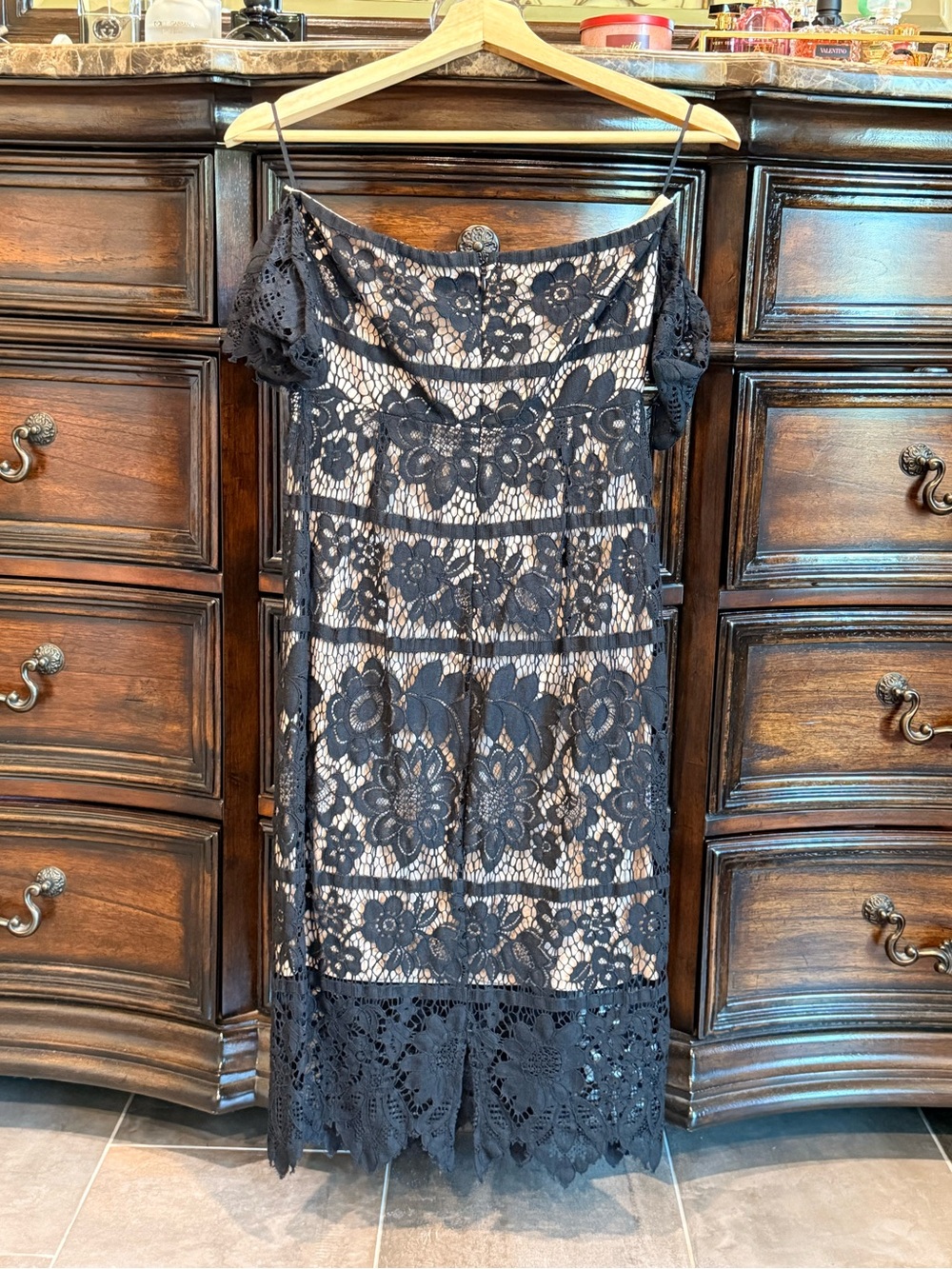 Express Black Lace Overlay Slip Dress